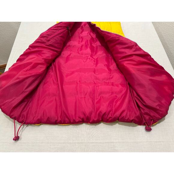 Down Avalon Femme Los Angeles Womens L Puffer Vest Yellow Pink Zip Reversible - Picture 12 of 14